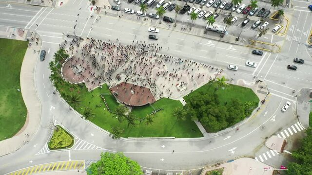 Aerial photo Downtown Miami protests June 2020
