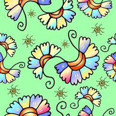 Seamless pattern with colorful floral pattern.
