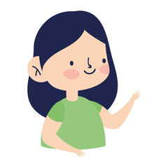 portrait little girl cartoon character isolated icon design white background