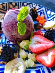 Acai bowls with berries and granola 