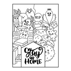 Stay at Home Doodle Illustration