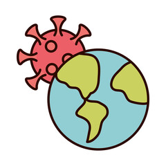 covid 19 coronavirus prevention, world virus spread outbreak pandemic line and fill style icon
