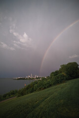 Cleveland Ohio Skyline with a rainbow