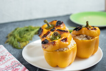 Stuffed peppers with meat and rice