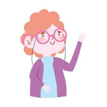 teacher character glasses portrait cartoon isolated icon design white background