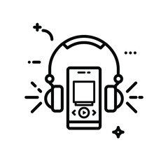 Music on the phone, music player, headphones vector icon on a white background