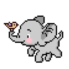 Pixel elephant image. Animal pixels in Vector Illustration.