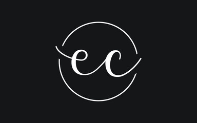 ec or ce Cursive Letter Initial Logo Design, Vector Template