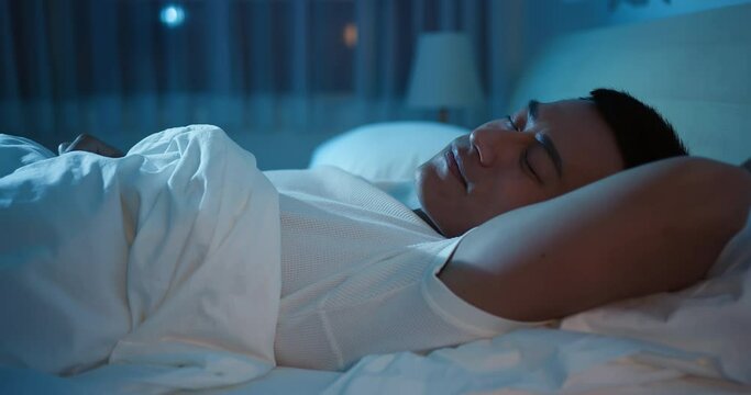 asian man sleep well