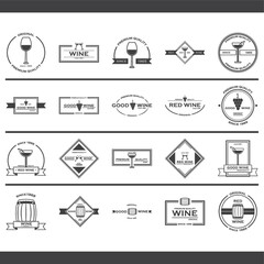 collection of wine labels and banners