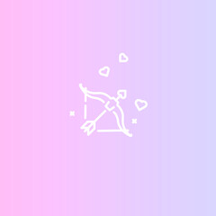 Icon for Valentine's day, illustration for Valentine's day, bow and heart on gradient background