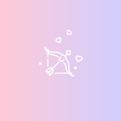 Icon for Valentine's day, illustration for Valentine's day, bow and heart on gradient background