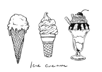 set of ice cream isolated illustration on white background 