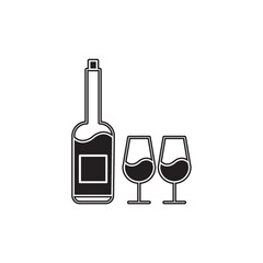 wine bottle and glasses
