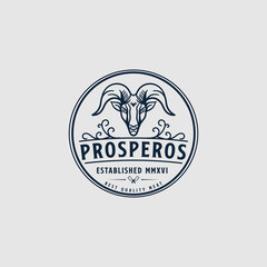 Vintage Goat Logo Design Illustration
