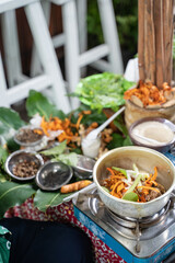 Traditional herbal drinks boiled with a pot and concoction of herbal medicine wedang uwuh
