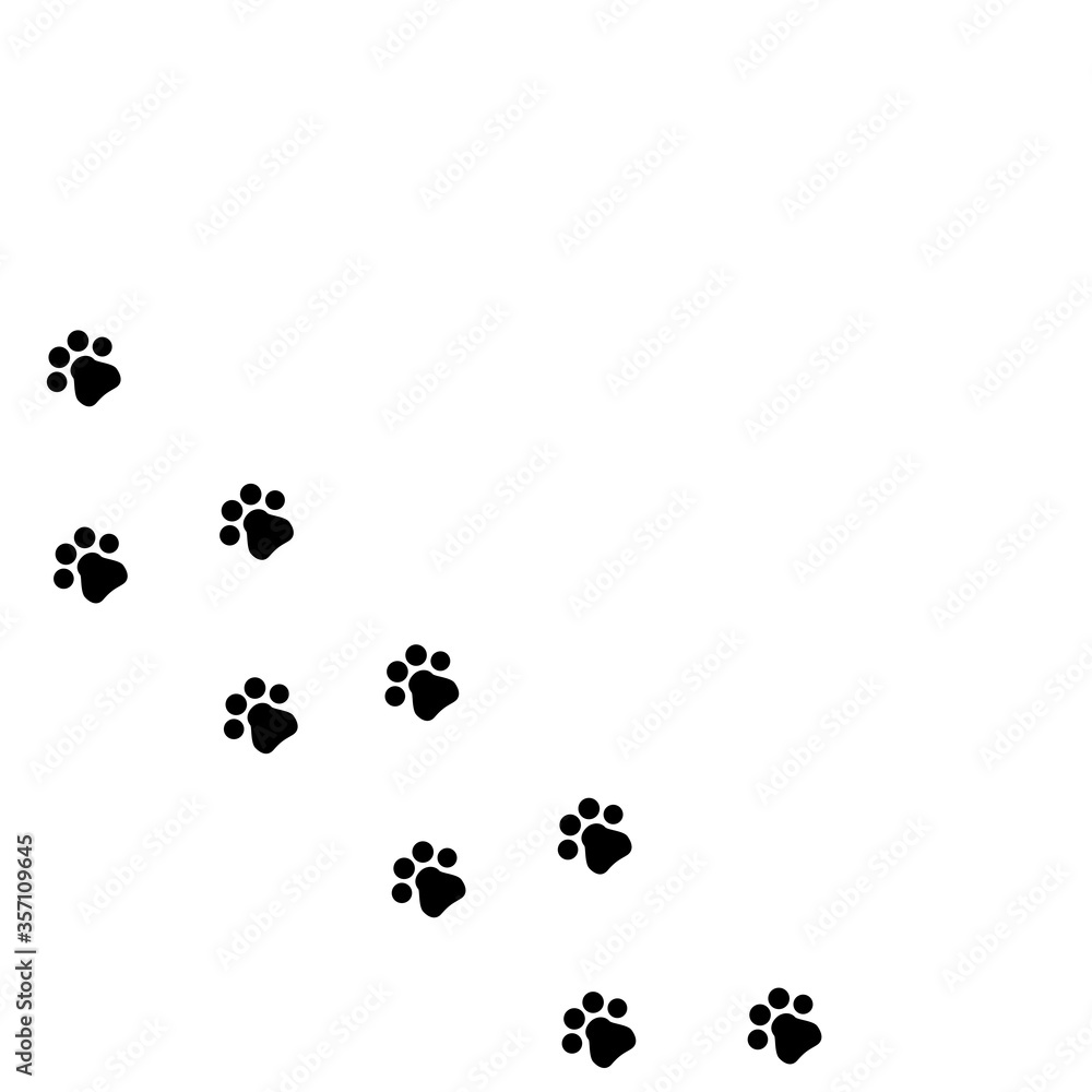 Poster print of footprints of an animal. vector trail icon from pawprint cat or dog. symbol of a walk with 