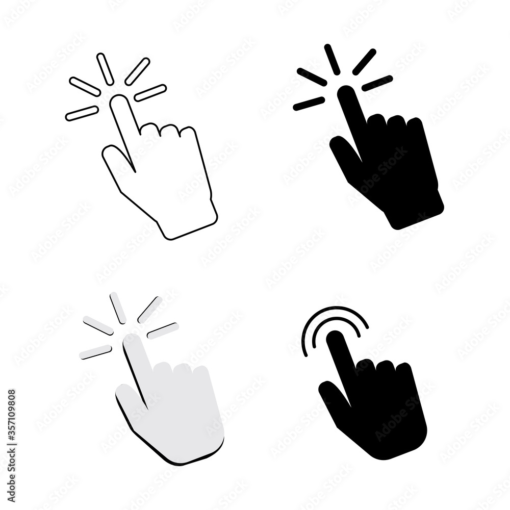 Poster vector finger cursor icon. the mouse cursor click pointer on the screen. computer symbol of clicking