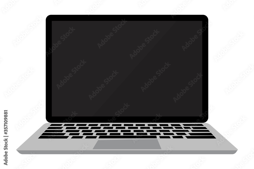 Aufkleber vector image of a laptop with a black screen. realistic flat notebook layout. empty computer monitor