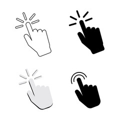 Vector finger cursor icon. The mouse cursor click pointer on the screen. Computer symbol of clicking on a web link. Stock Photo.