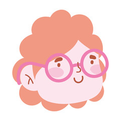 woman with glasses face cartoon character isolated icon design white background