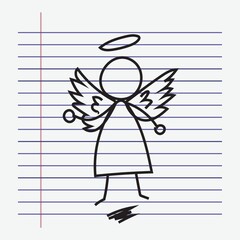 angel drawing on lined paper