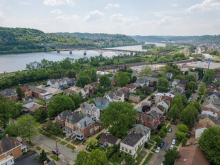Aspinwall Pennsylvania Aerial Skyline cityscape - obrazy, fototapety, plakaty
