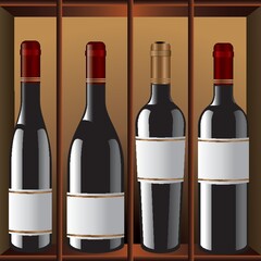unlabelled wine bottles