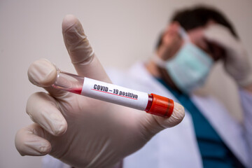 2019-nCoV Coronavirus. Positive Blood Sample in Doctors Hand. Respiratory Syndrome. Coronavirus...