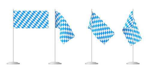 Bavaria small table flags on stand set isolated.