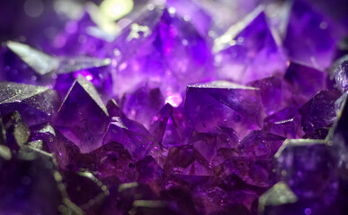 Purple Amethyst group crystal in a precious mine
