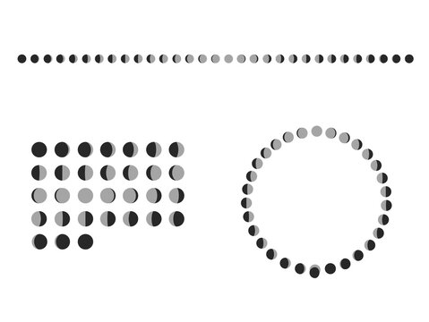 Moon Phase Vector Scheme. Circle Cycle Calendar. Lunar Calendar Line. Black Space. Illustration Graphic.