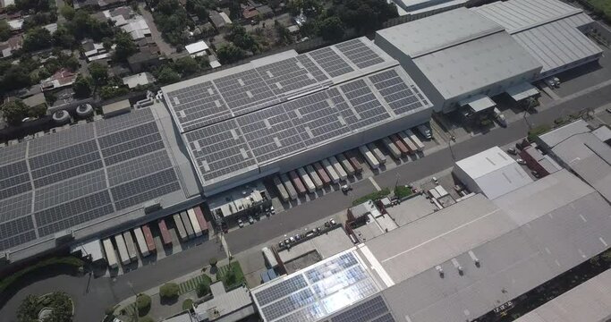 Aerial view of solar panels 