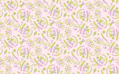 seamless abstract pattern on a soft pink background. the Memphis style. cover. colorful textiles, fabric.