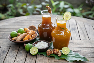 Javanese traditional herbal health drinks are made from rhizome plants from Indonesia
