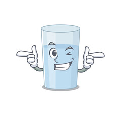 Cartoon design of glass of water showing funny face with wink eye