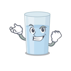A funny cartoon design concept of glass of water with happy face