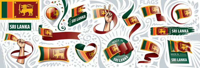 Vector set of the national flag of Sri Lanka in various creative designs