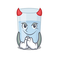 Glass of water clothed as devil cartoon character design concept
