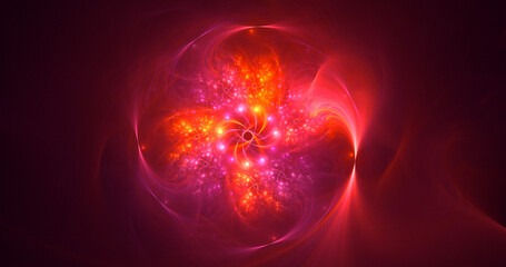 3D rendering abstract multicolor fractal light background