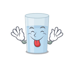 Funny glass of water cartoon design with tongue out face