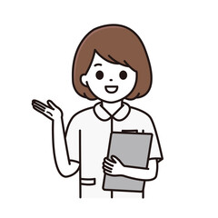 カルテを持ち案内をする看護師