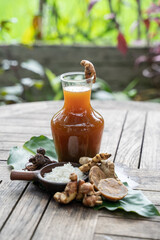 Javanese traditional herbal health drinks are made from rhizome plants from Indonesia
