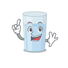 Glass of water caricature design style with one finger gesture