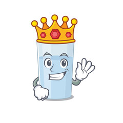 A Wise King of glass of water mascot design style with gold crown