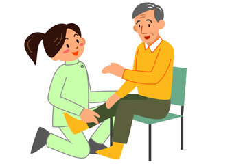 脚のリハビリをする男性