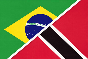 Brazil and Trinidad and Tobago, symbol of two national flags from textile. Championship between two American countries.