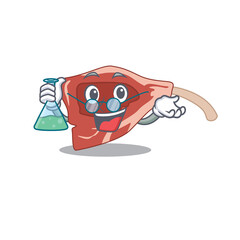 caricature character of lamb chop smart Professor working on a lab