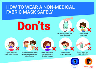 infographic about how to wear a non medical fabric mask safely