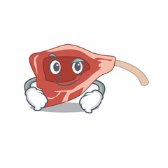 A cute arrogant caricature design of lamb chop having confident gesture